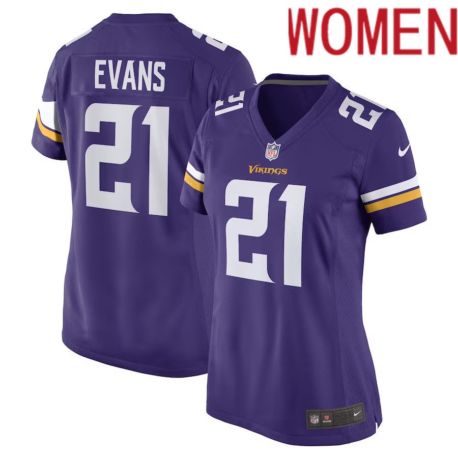 Women Minnesota Vikings 21 Akayleb Evans Nike Purple Game Player NFL Jersey